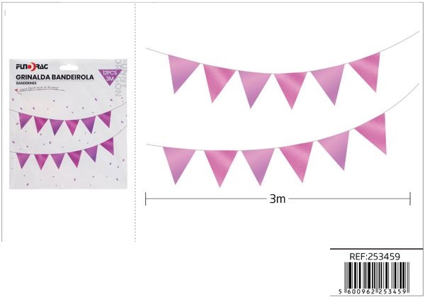 Drapeau de fête rose vif de 3m