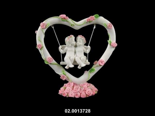 Petits anges amoureux sur la balançoire 18x18cm
