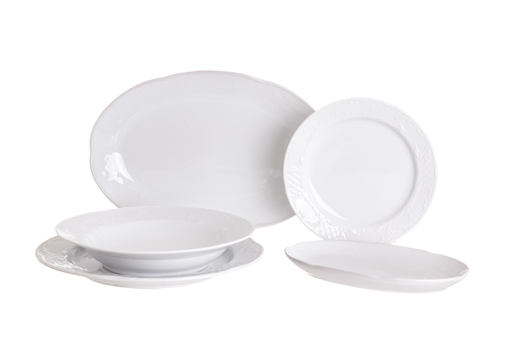 Assiette plate en porcelaine avec relief 27cm