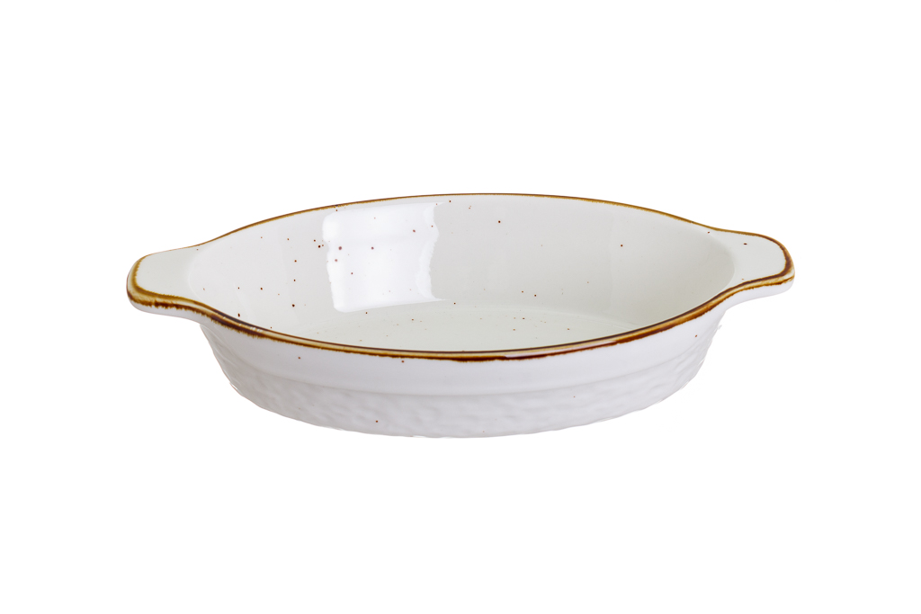 Poêle ovale en porcelaine avec poignées cannelle 90cl