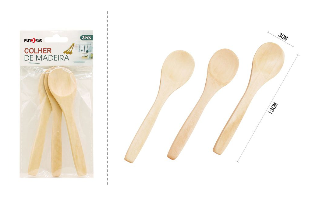 Cuillère en bois de 13cm 3 pièces