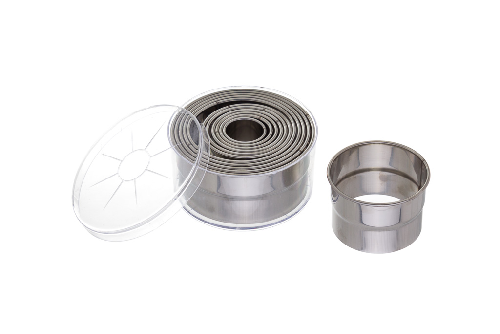 Boîte ronde lisse de découpe de pâte en acier inoxydable.12
