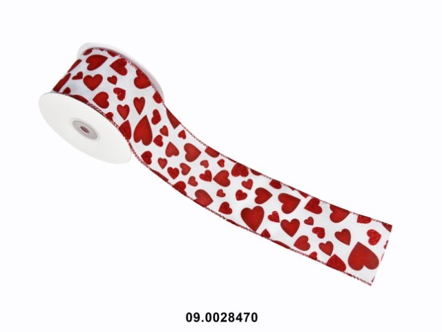 Ruban décoratif avec des cœurs 64mm x 10 mètres