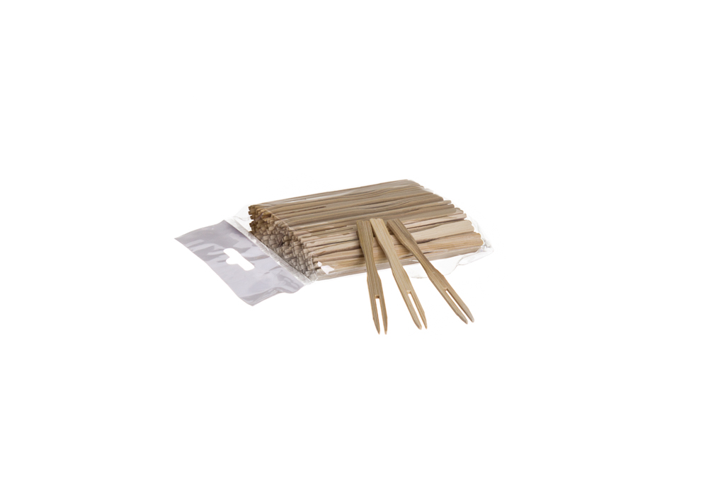 Fourchette à buffet en bambou 9 cm, paquet de 100