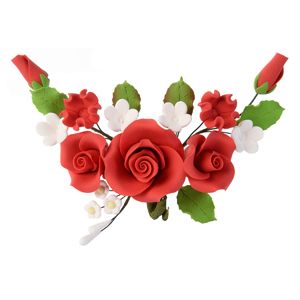 Bouquet de roses rouges avec boîte à 4 feuilles