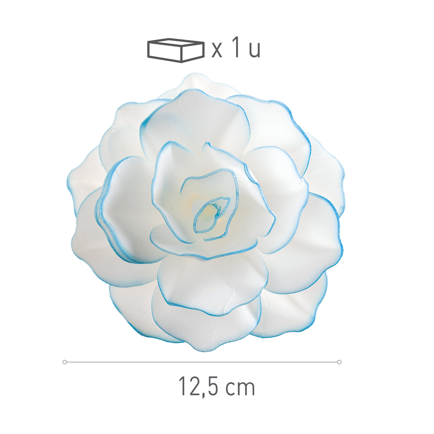 Hostie rose blanche avec ton bleu 12,5cm