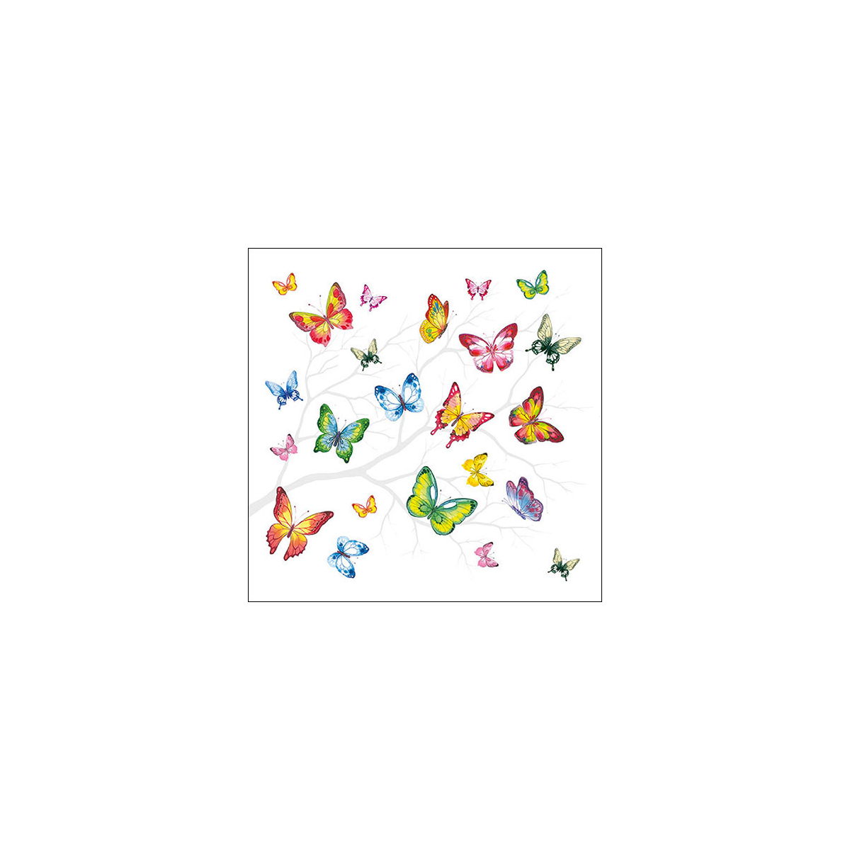 Serviette de table 33xx33cm Papillons colorés Emb.20
