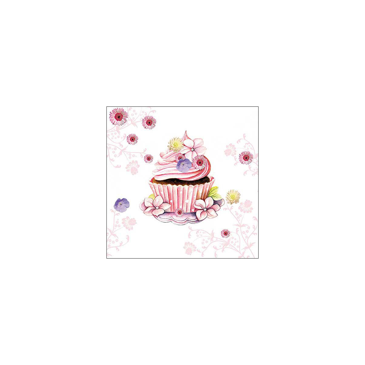 Serviette de table 33xx33cm Cupcake décoré Emb.20