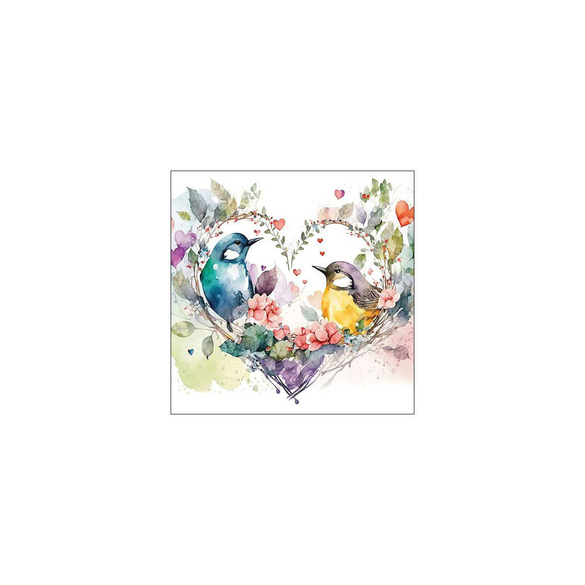 Serviette de table 33xx33cm Loving Birds Emb.20