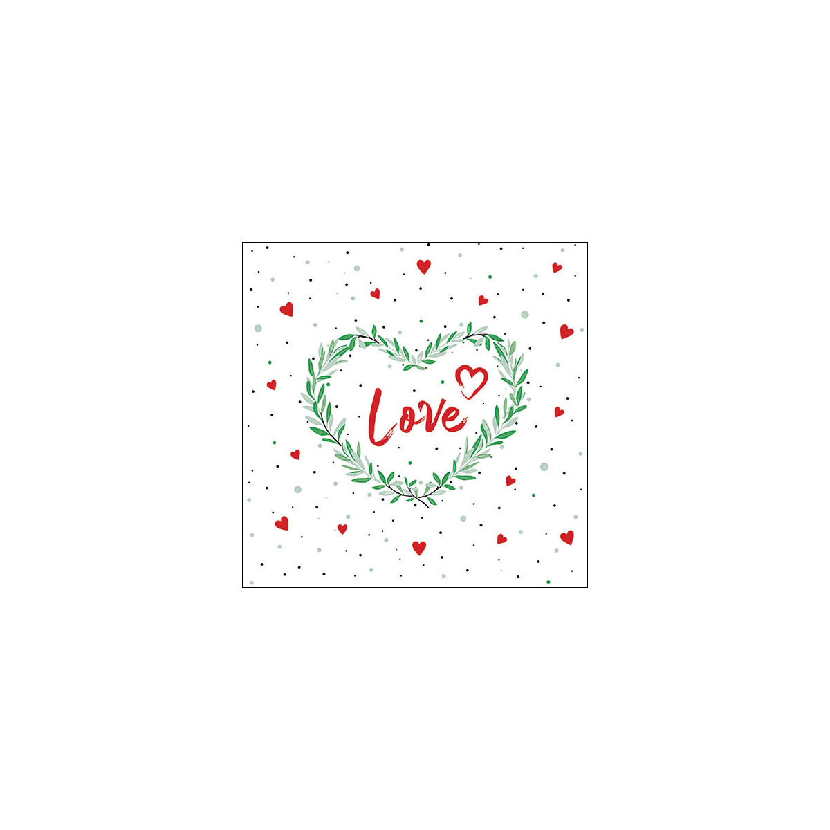 Serviette de table 33xx33cm Love Red Emb.20