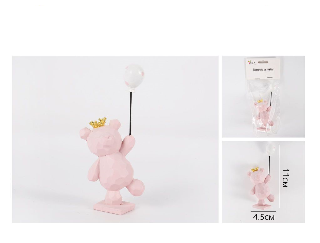 Ours rose avec ballon de 7 cm