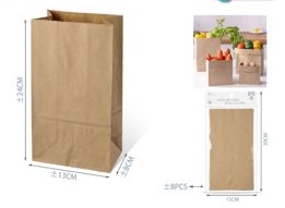 Sac en papier kraft type Take Away 13x24x8cm 8 pcs.