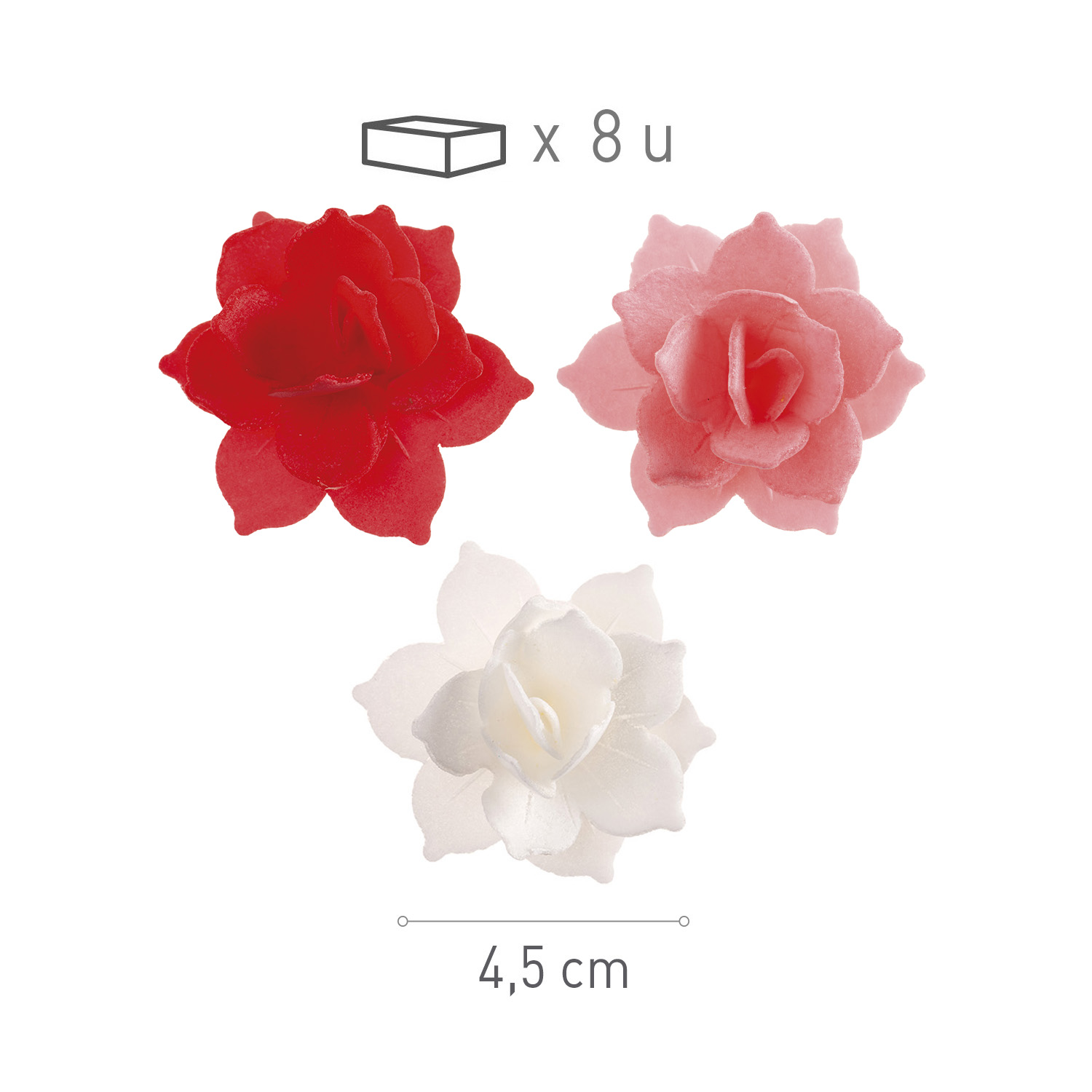 Mini fleur hôte blanche, bleue et rose de 4,5 cm