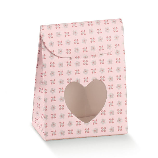 Boîte en carton rose avec cœur 60x35x80mm