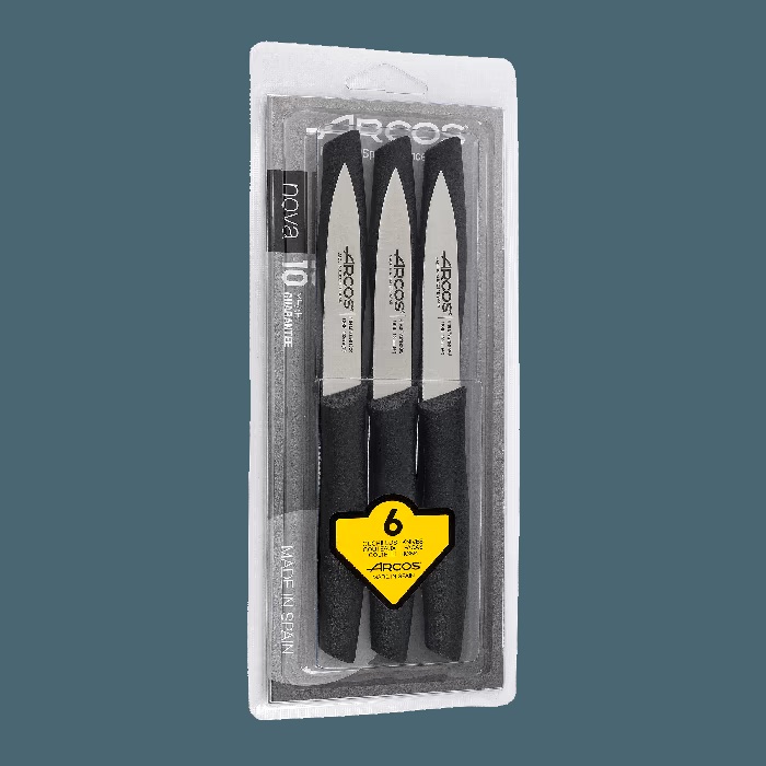 Set de 6 couteaux de table avec manche noir Nouvelle série