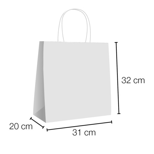 Sac en papier blanc à emporter avec base Qua