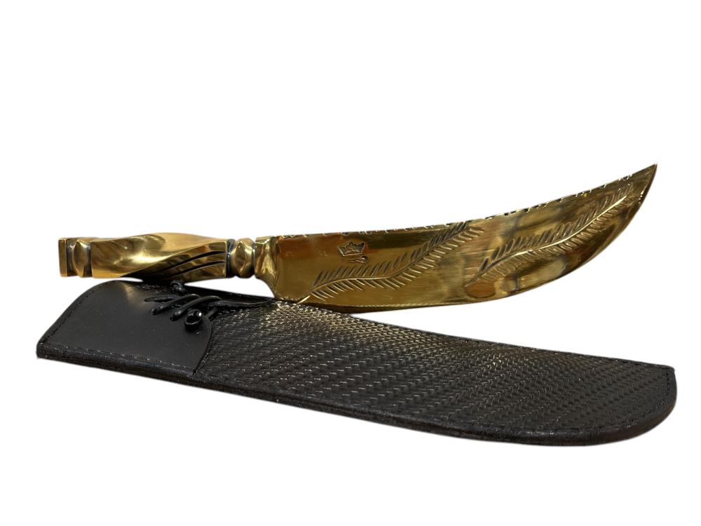 Couteau forgé 420C en acier inoxydable Full Gold Twisted Poignée interne 10 pôles x 15mm (46)