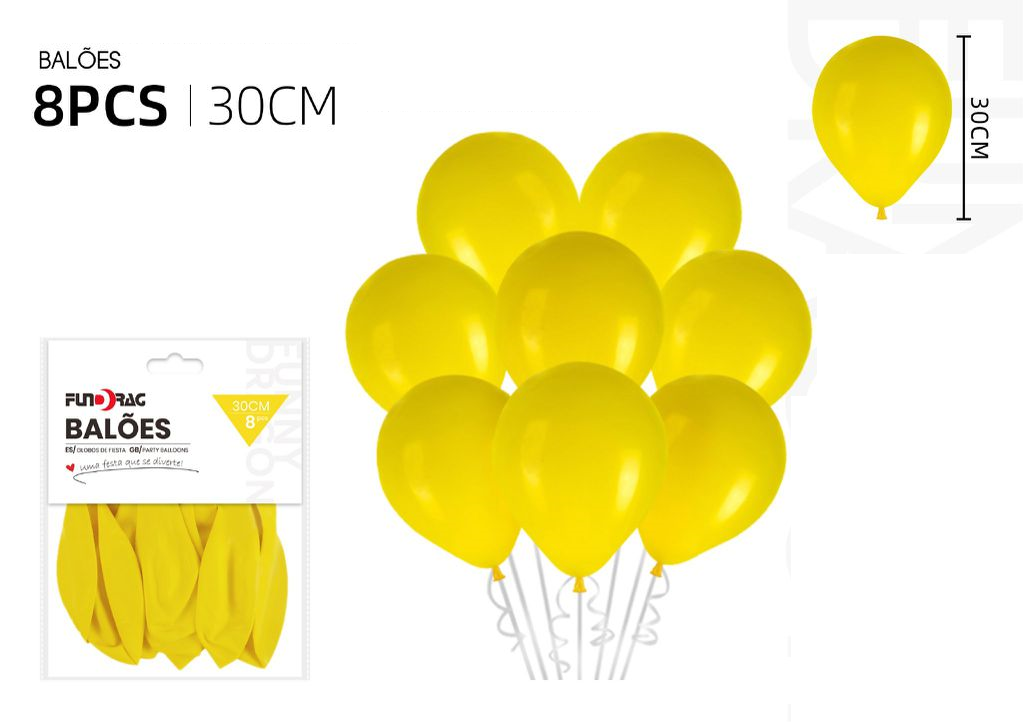 Ballons jaunes 30cm 8 pièces.