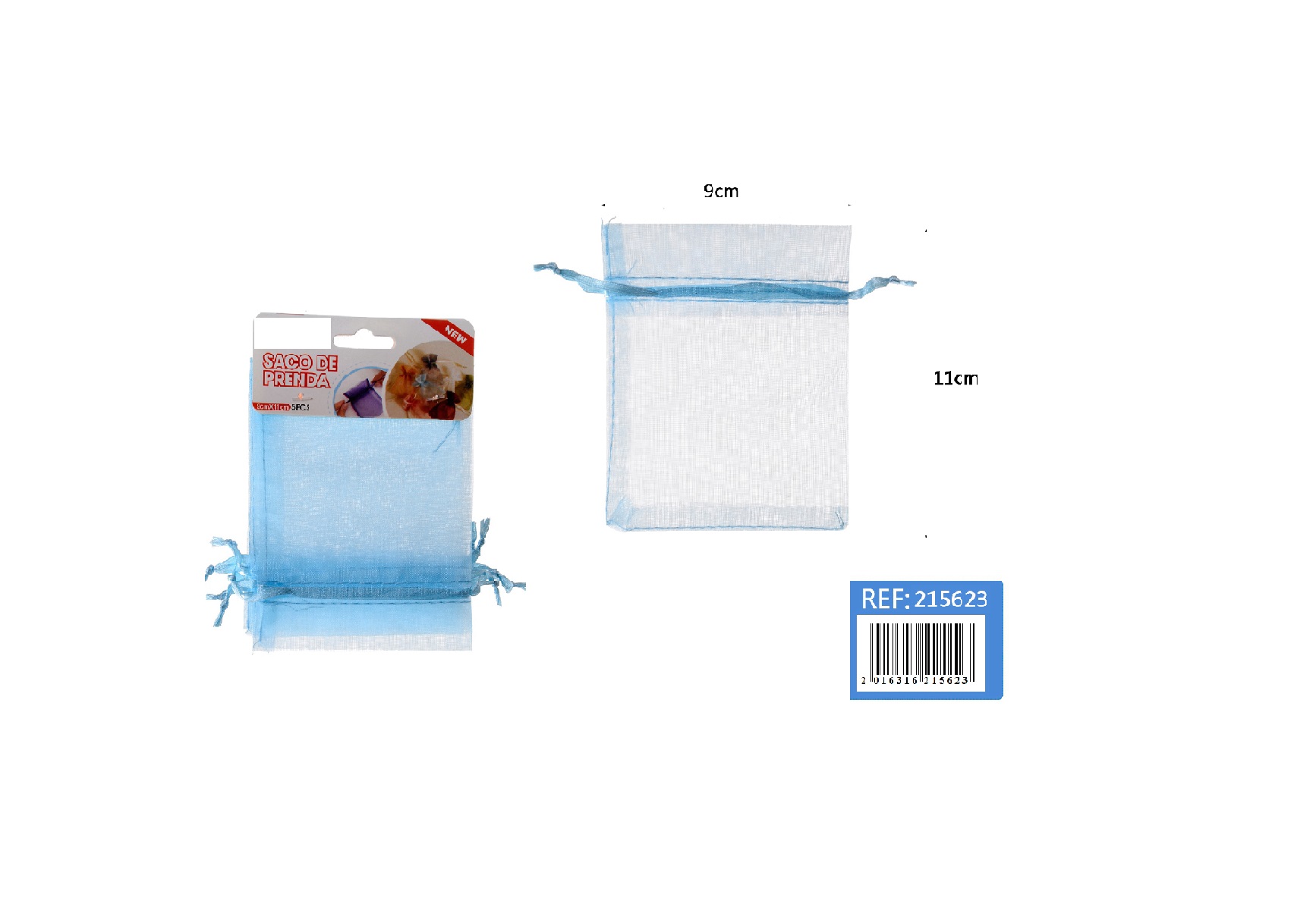 Sac en organza bleu 9x11cm 5pcs
