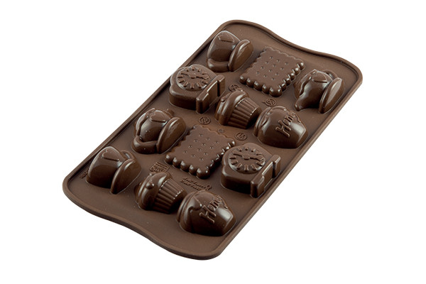 Moule en silicone motif thé, 12 cavités