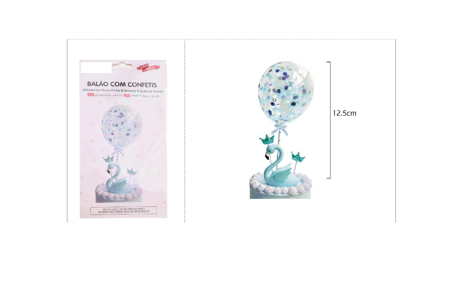 Ballon à gâteau avec confettis bleus