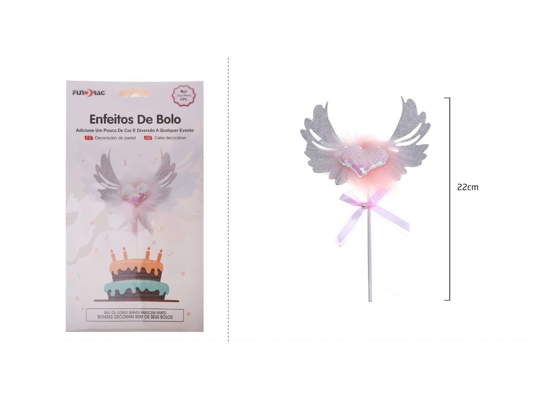 Ornement en forme de cœur avec des ailes de 22 cm