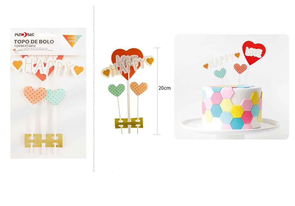 Ornement Happy Love, 4 pièces, 20 cm