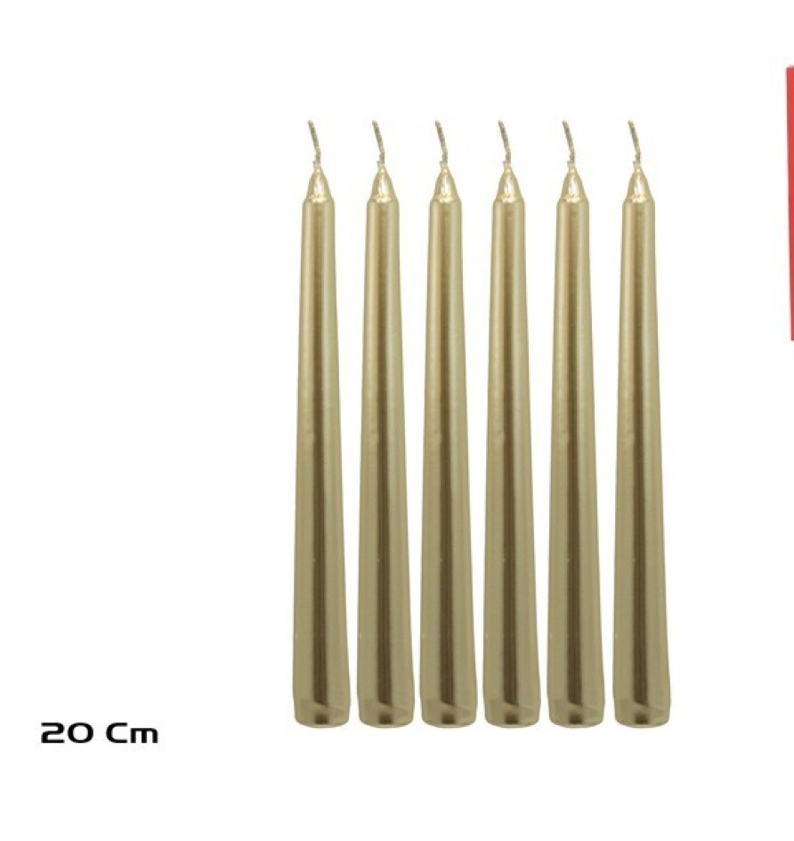 Bougie Dorée Plaine 21cm Pack.6