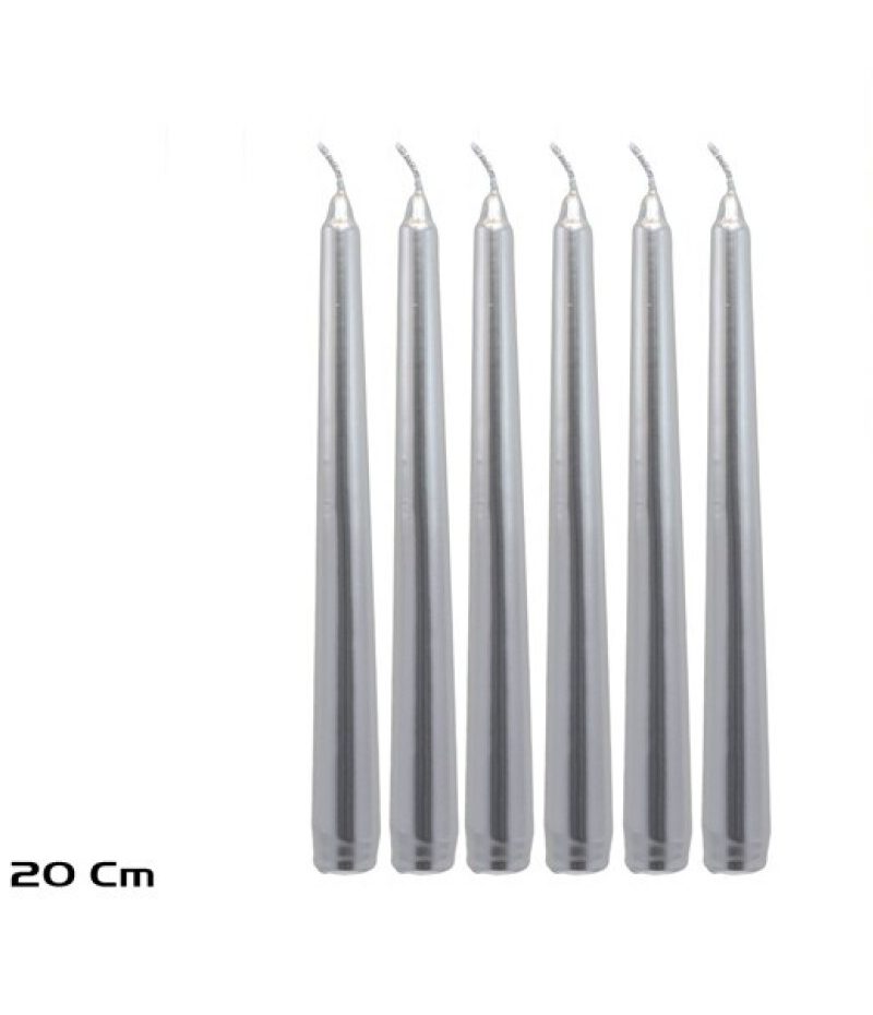 Bougie plate argentée 21cm Pack.6