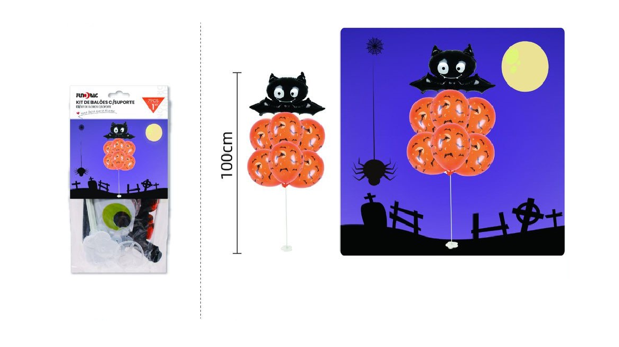 Kit de ballons Halloween 7Pcs avec support.
