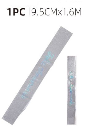 Bannière Joyeux Anniversaire Argent 9,5 cm x 1,6 m