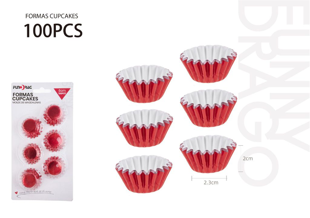 Mini moule en papier Cupcake rouge 6cm 100.Pcs