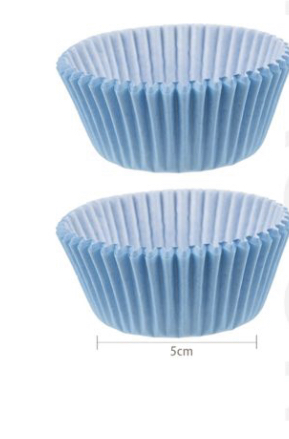 Moule en papier à cupcake bleu, paquet de 11 x 3 x 5 cm.
