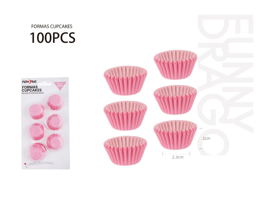 Mini moule en papier pour cupcakes roses 6cm 100.Pcs