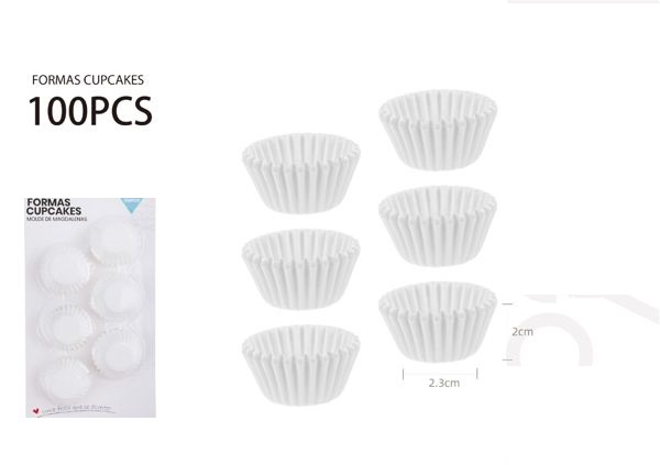 Moule en papier mini cupcake blanc de 6 cm, 100 unités
