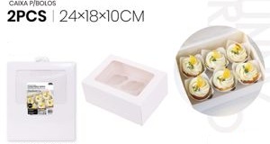 Boîte en carton pour 6 cupcakes avec fenêtre 24x18