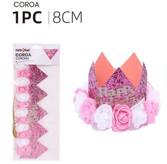 Couronne de fées avec des fleurs roses 8 cm