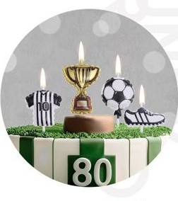 Bougies avec des motifs de football, 5 unités.