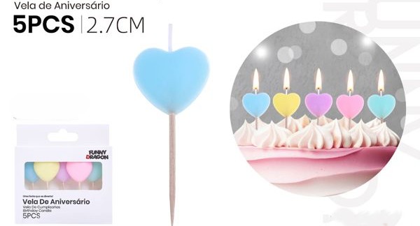 Bougies coeur coloré 5 cm
