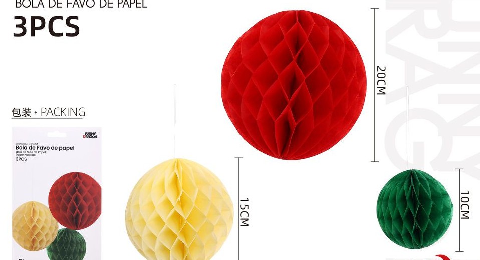 Guirlande en papier nid d’abeille 10cm/15cm/20cm 3. P