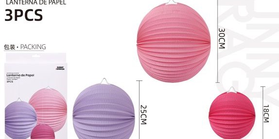 Lanterne en papier 3 couleurs 18cm / 25cm / 30 C