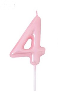 Bougie d’anniversaire rose clair No.4 5cm