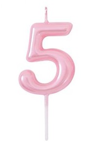 Bougie d’anniversaire rose clair n°5 5cm