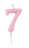 Bougie d’anniversaire rose clair n°7 5cm