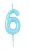 Bougie d’anniversaire bleu clair n°6 5cm
