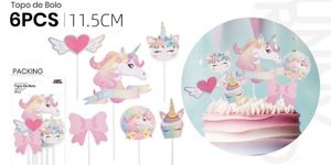 Cake topper sur le thème de la licorne, 6 pièces.