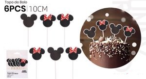 Cake topper avec motif Minie, 6 pièces.