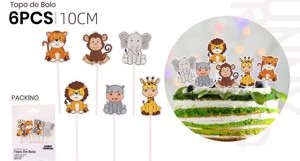 Cake topper sur le thème des animaux de la jungle, 6 pièces.