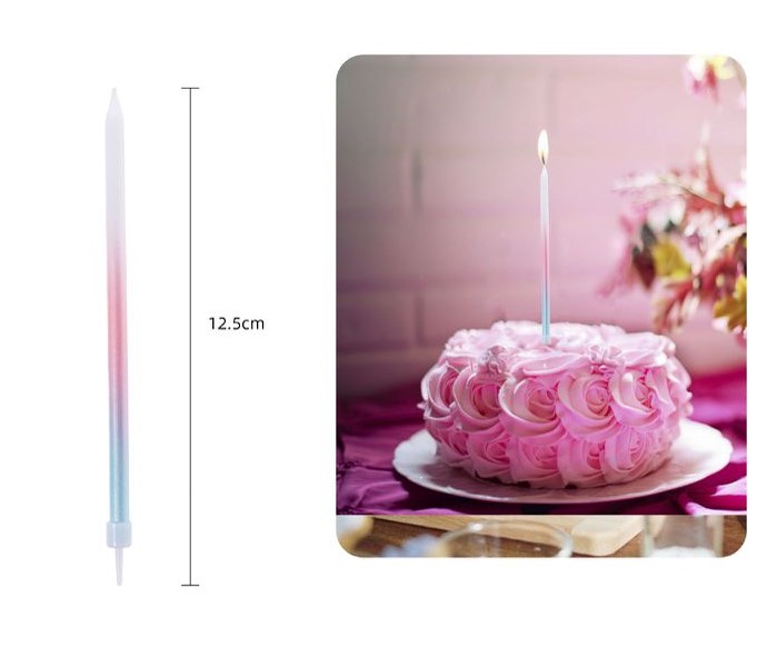 Bougie rose satiné 12.5cm 6pcs