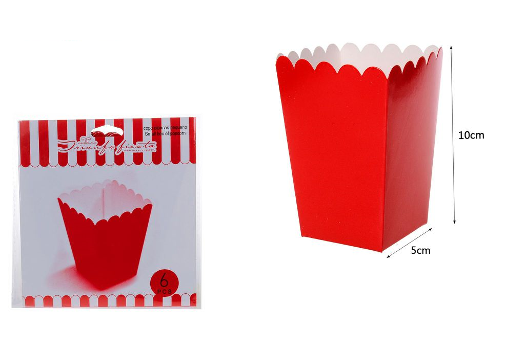 Boîte de pop-corn rouge 5x5x11cm Paquet de 6